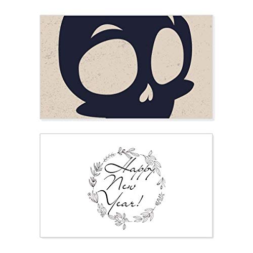 Tarjeta de felicitación de Año Nuevo con diseño de esqueleto de Halloween, postal plegable de terror