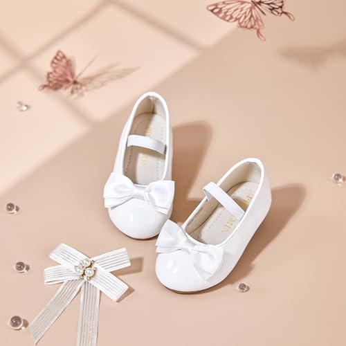 Image of PHIRAMIN Toddler Flower Girl Dress Shoes - Little Girl Ballet Flats Bow Wedding Party