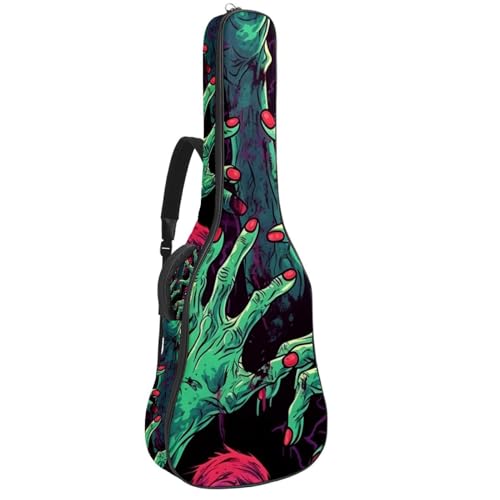 Housse guitare acoustique imperméable Halloween avec double poche et bandoulière ergonomique