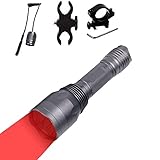 BESTSUN Predator Light 350 Yards Red LED Flashlight Night Hunting Light Coyotes Varmints Hog Hunt Tactical Flashlights with Pressure Switch, Scope & Picatinny Mounts