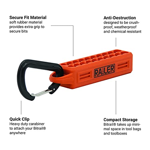Railer 20Pc Screwdriver Bit Set - Premium S2 Steel 1 Inch Impact Driver 20-Piece Bit Set With A Storage Bit Holder & Carabiner #TOP3