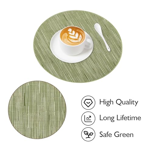 Niviy Round Placemats, Placemats Set of 4 Washable Place Mats, Green 15" by Niviy - Used condition - Image 2
