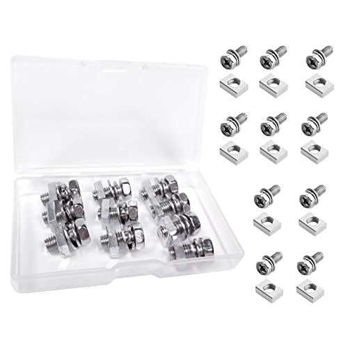 Kit de terminales de batería de motocicleta con madre y perno, tornillo de seis caras para vehículo ATV, scooter, motocicleta, quad bike M5 x 12 mm 10 Set (plata)