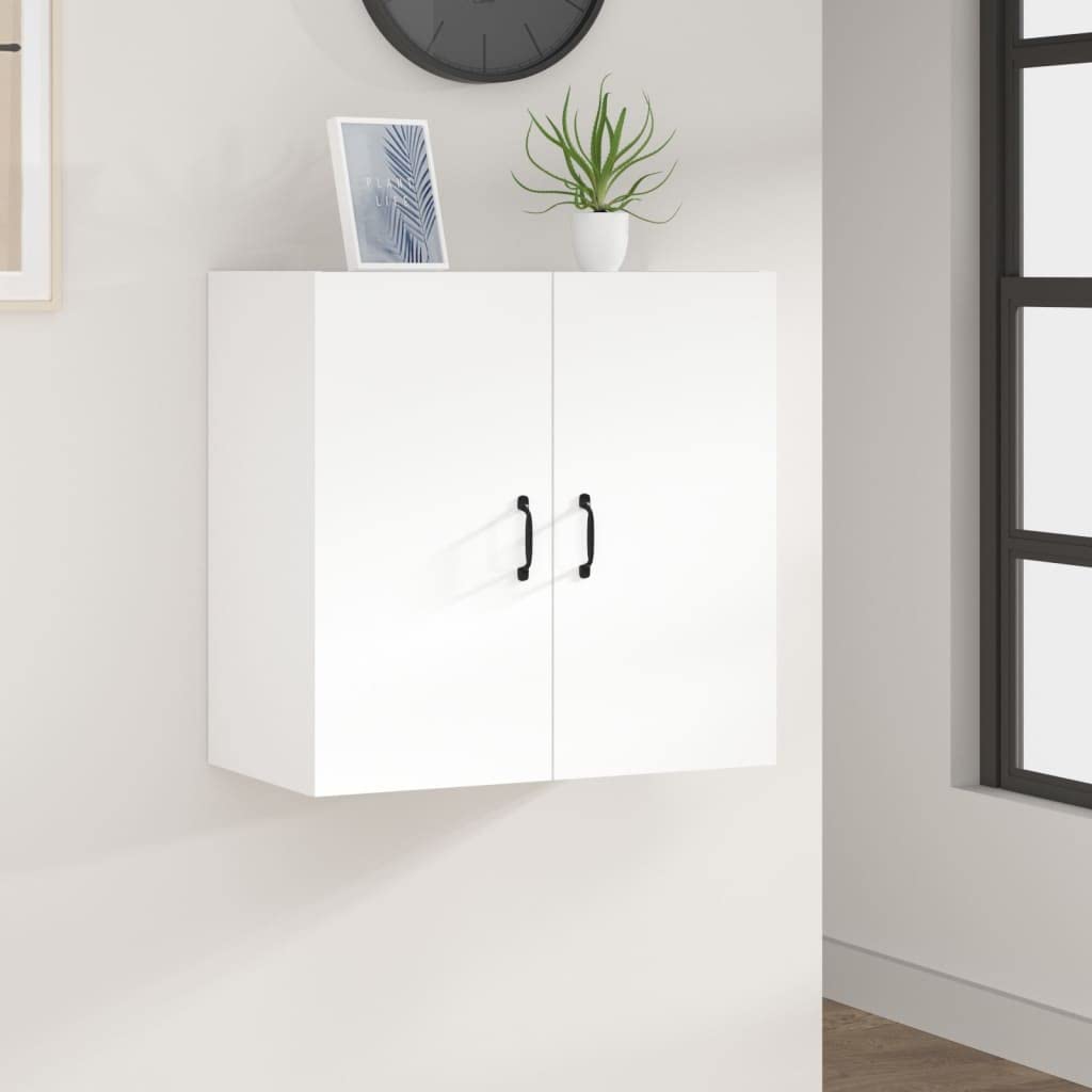 Wandschrank Weiß 60x31x60 cm Holzwerkstoff, Hängeschrank mit 2 Türen, abschließbarer Stauraum für Büro, Flur, Schlafzimmer, Ordnung
