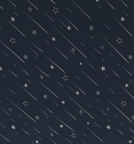 SV COLLECTIONS Navy Blue White Shooting Star PVC SELF ADHSIVE Wallpaper Kids Bedroom LIVINGROOM Play Area Furniture - 200 * 45 cm- 9 SQFT Approx