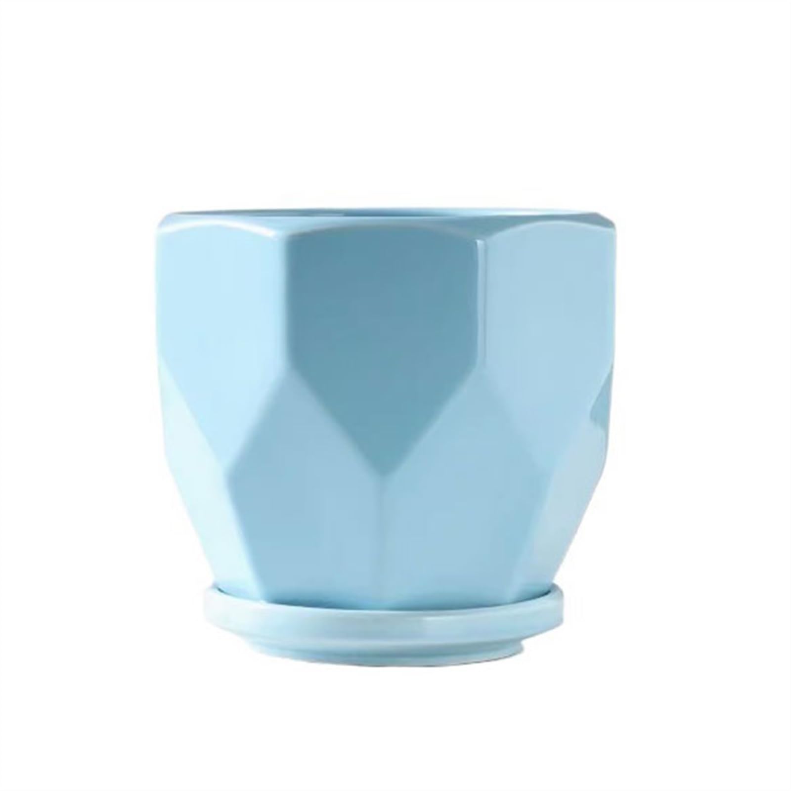 SDGBCXD flowerpot, Ceramic Large with Tray Simple Household Creative Succulent(Blue,S)