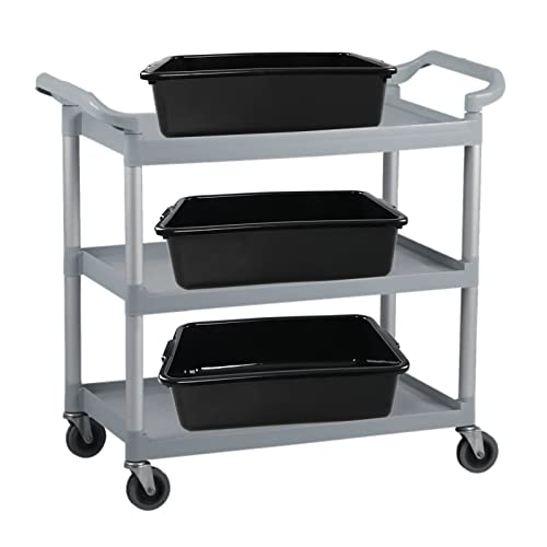 Callyne 4-Pack 13 L Black Plastic Kitchen Bus Tubs, Commercial Bus Box - Thumbnail 4
