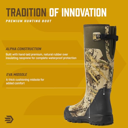 Image of LaCrosse AlphaBurly Aero Men's 17 inch Waterproof Rubber Hunting Boots Non-Insulated with 5mm Neoprene Core, Outdoor Field Footwear