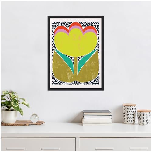 Kate and Laurel Framed Canvas Wall Art Print Triple Bloom by Hannah Beisang, 18 x 24 Sylvie Black Frame, Modern Contemporary, Abstract Art for Wall Decor by Kate and Laurel - Used condition - Image 5