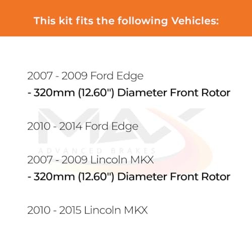 Image of MAX Advanced Brakes - Front Brake Kit For 2007-2014 Ford Edge (w / 12.60 inch Dia Front Rotor), 2007-2015 Lincoln MKX| Carbon Ceramic Brake and Rotor Kit| Geomet Coated Cross-Drilled Brake Rotors