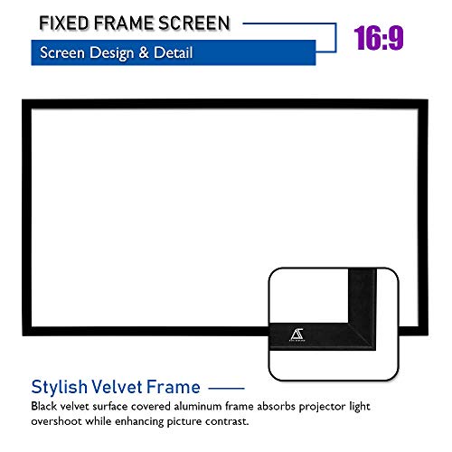 Akia Screens AK-FF100WH2 Fixed Frame Projector Screen 100 Inch 16:9 8K 4K Ultra Hd 3D Ready Wall Mount Cinewhite Uhd-B 100 Projection Screen For Indoor Movie Video Home Theater Cinema Office Ak-Ff100Wh2 thumb #3