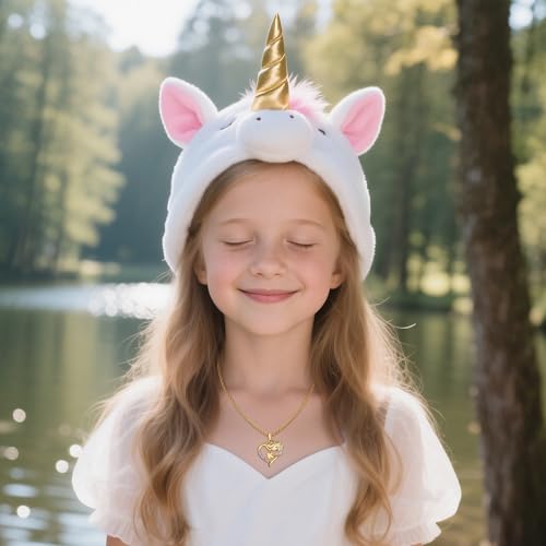 Unicorn Necklaces for Teen Girls Kids - Colorful CZ 18K Gold Plated Heart Initial Necklaces for Women Gold Jewelry Birthday Unicorn Gifts for Girls 6-8 Women3