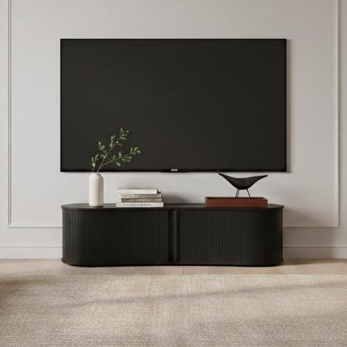 VERTOXIA Fluted TV Stand with Storage Cabinet, 59″ Media Console