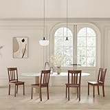 MORDEER Solid Wood Dining Chairs Set of 4, Mid Century Modern Kitchen Chairs with High Slat Back, Spindle Dining Room Chairs for Kitchen and Dining Room, Easy Assembly, Walnut