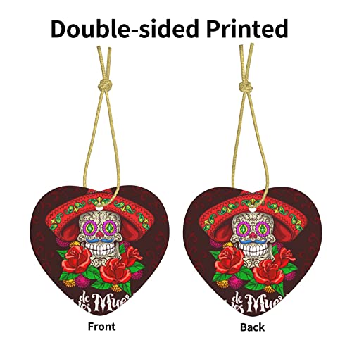 Ezdnagp Christmas Hanging Ornaments Heart Ceremic Xmas Tree Decoration Porcelain Pendants For Home Decor - Day Dead Skull Mexican Mexico #TOP2