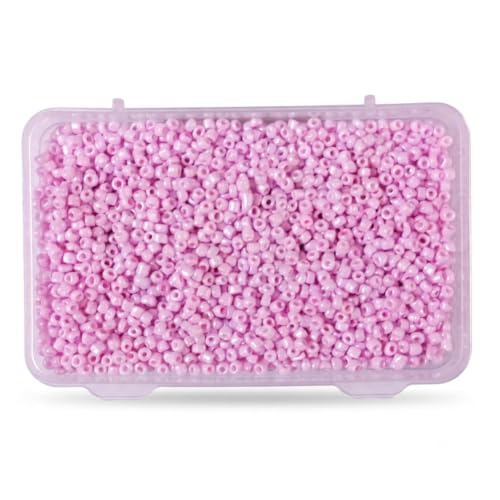 Image of eshoppee Baby Pink Color 8 /0 3mm Glass Seed Beads for Jewellery Making kit Art and Crafts Materials for Embroidery Necklace Bracelet Earring Making Materials DIY kit