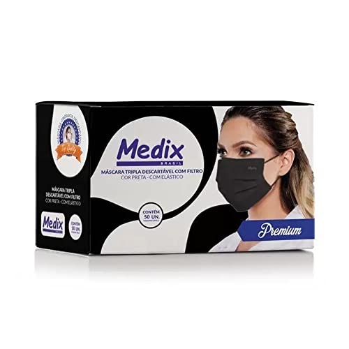 Medix Máscara Tripla Descartável Com Filtro (Bfe) Preta - Caixa 50 Un