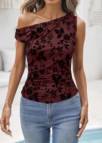 Save on Lazysmile Women's Floral Off Shoulder Mesh Tank Top - Image 4