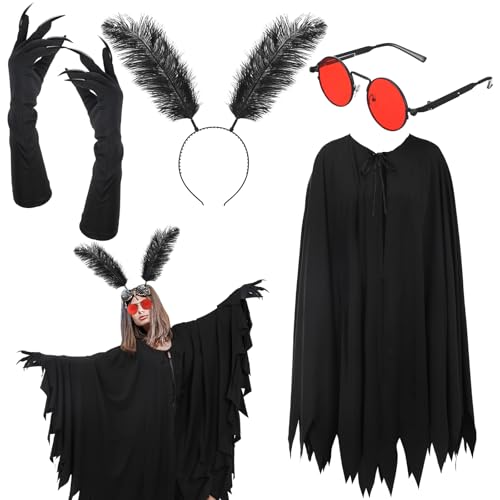 Skicuff 4 Pcs Unisex Mothman Costume Halloween Mothman Cosplay Moth