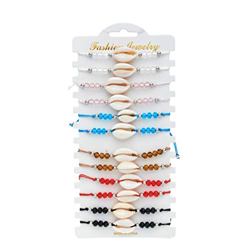 EXCEART 12 Pcs Femmes Coquillage Bracelets Cristal à Tricoter Chaîne Bracelet Brin Bracelets Décoratif pour Femme