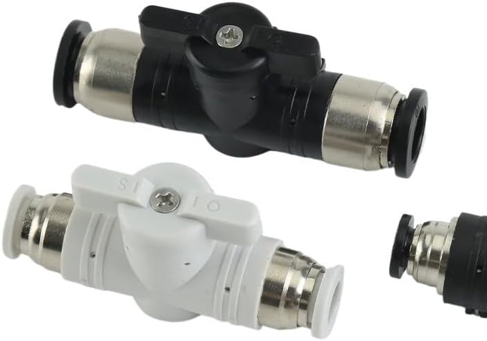 Pneumatic Hand Valve Switch Quick Fittings Joint Adapter Push Lock 2-Way Plug-in Air Control Hose Connection(BUC-10 Black)