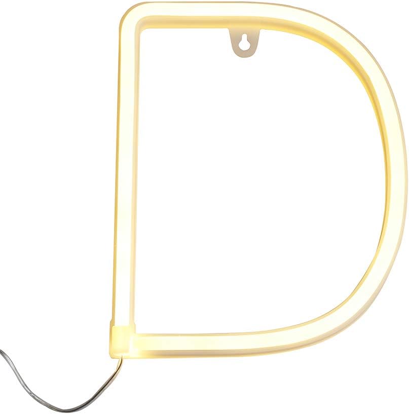 Lighting up Words Neon Alphabet Letter Sign LED Marquee Word Neon Lamps Party Accessories Wall Hanging Decor for Birthday Wedding Party Bar Bedroom(D)