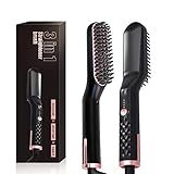 Haarglätter Bürste & Bartglätter für Männer 2 in 1, Glättbürste mit Ionentechnologie, 30S Hair Straightener PTC Keramikheizung, 3 Einstellbare Temperatur, Automatische Abschaltung, 360-Grad