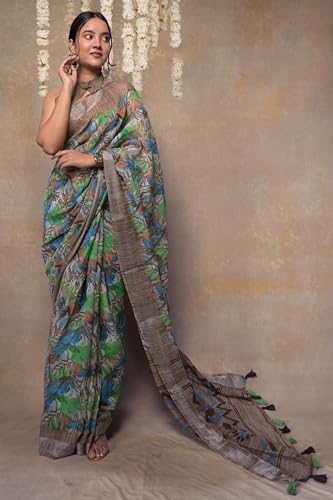 Image of MIRCHI FASHION Saree for Woman Cotton Blend Printed | Traditional Ethnic Sari for Ceremonial Use and Farewell with Blouse Piece