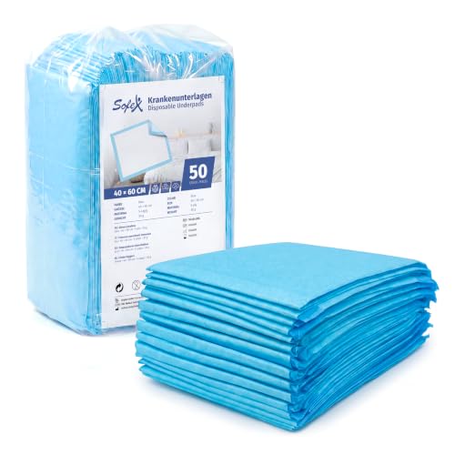 Sofex Alèses jetables 40x60 cm – 50 pièces, 5 Couches – alèses médicales de lit Incontinence, alèse jetable pour bébé, alèse pour Chien, alèses jetables absorbantes, Anti-fuites et antidérapantes