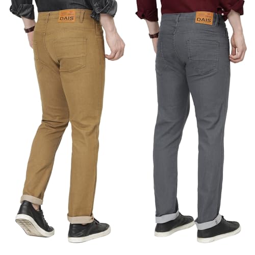 Image of DAIS Men's Stretchable Straight Fit Mid Rise Jeans, Pack of 2, (Combo of 2 Jeans)