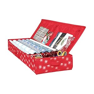 Wrapping Paper Storage Container – Fits up to 27 Rolls 1 3/8” Diam. Underbed Gift Wrap Organizer Bags, Wrapping Paper Rolls, Ribbon, and Bows – Under Bed- Durable Material 600D – Up to 40″ Rolls