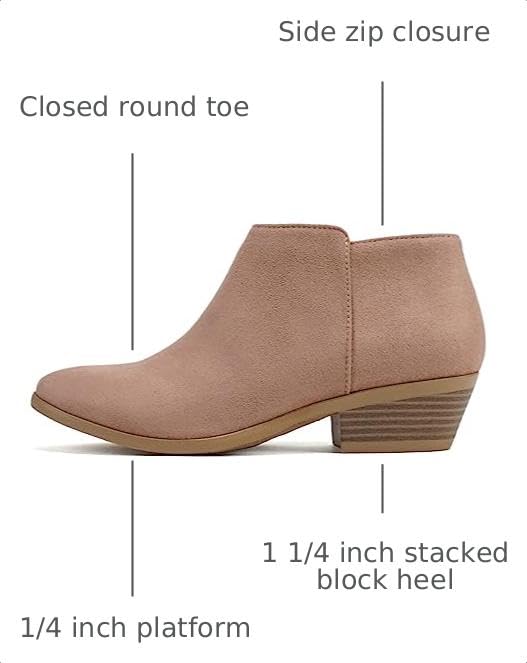 Image of Soda Women's Mug Round Toe Faux Suede Stacked Heel Western Ankle Bootie | Casual Boots
