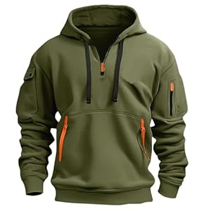 Mens Quarter Zip Pullover Tactical Hoodies Vintage Long Sleeve Casual Fashion Hoodie Fall Winter Sweaters
