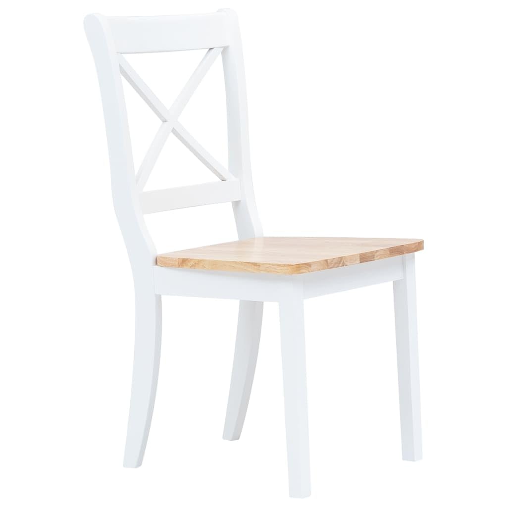 5-częściowy zestaw do jadalni z litego drewna gumowego, biało-brązowy, z blatem z płyty MDF 106 x 75 cm, 4 krzesła 45,5 x 52 x 90 cm, wysokość siedziska 45 cm, zestaw do jadalni, nie zajmuje