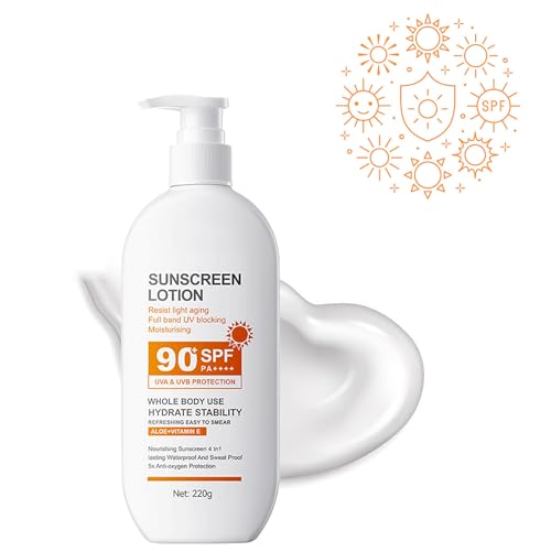 Loción De Protección Solar, Leche Protectora Solar Hidratante, Leche Solar Para La Piel Spf 90, Sunscreen Lotion, Crema Solar Protege Eficazmente La Piel De Los Rayos Uv, 220g