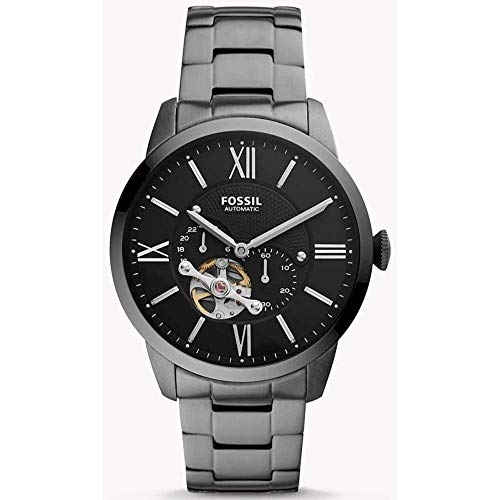 Fossil Reloj para Hombre Townsman Auto, movimiento automático, caja de acero ahumado de 44mm con correa de acero, ME3172