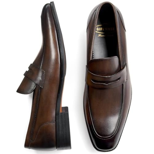 Image of GIFENNSE Men's Dress Shoes Slip-On Loafers Formal Leather Shoes for Men