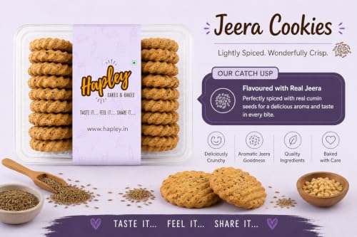Image of Hapley Jeera Cookies 300g, No Palm Oil, Aromatic Jeera Goodness with a Perfect Crunch