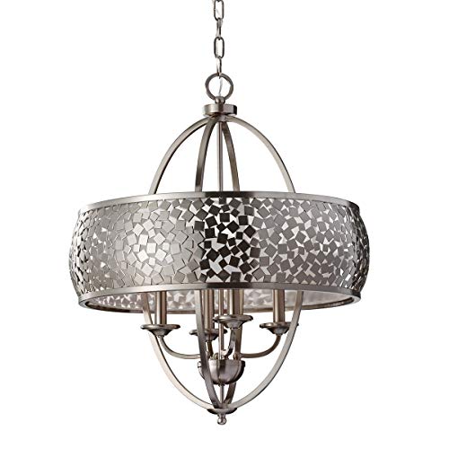 Image of 4 Bulb Chandelier Hanging Pendant Light - Brushed Steel - LED E14 60W Bulb