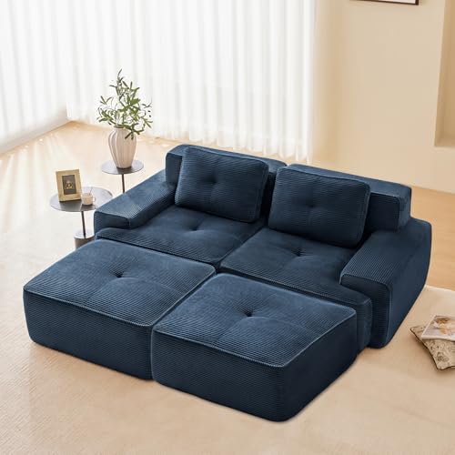 Image of Corduroy Modular Sectional Sofa, Oversized Cloud Couches for Living Room
