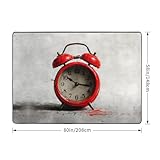 WHJWZY Carpet 80x58 in - Flannel Area Rug for Living Room, Office, and More Red Alarm Clock Pattern - Image 3
