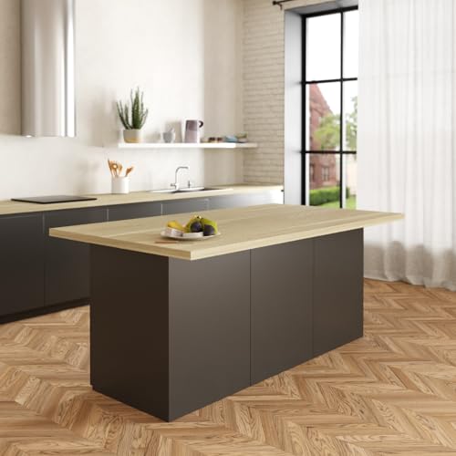 VE.CA - Île de Cuisine Erika - Couleur Anthracite - Buffet - Meuble Idéal pour une Cuisine Complète - Table à Manger - Fabriqué en Italie (Chêne Rock)