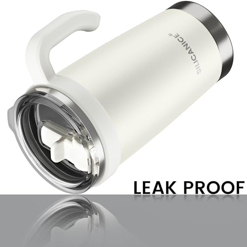Image of For Iced Coffee & Smoothies - Never Drink from a Moldy Lid Again: 20oz Hygienic Tumbler, 100% Leakproof Lid & Removable Foldable Spout. Reinforced Base, Fits Cup Holders - Cream