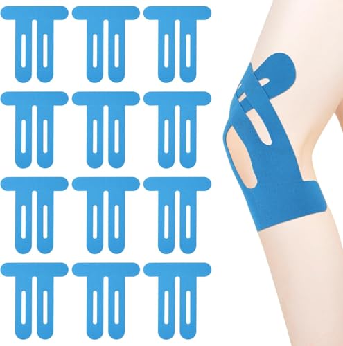 12 cintas de kinesiesiotapes precortadas para rodillas, hipoalergénicas y transpirables, resistentes al agua para el dolor de rodilla, precortadas