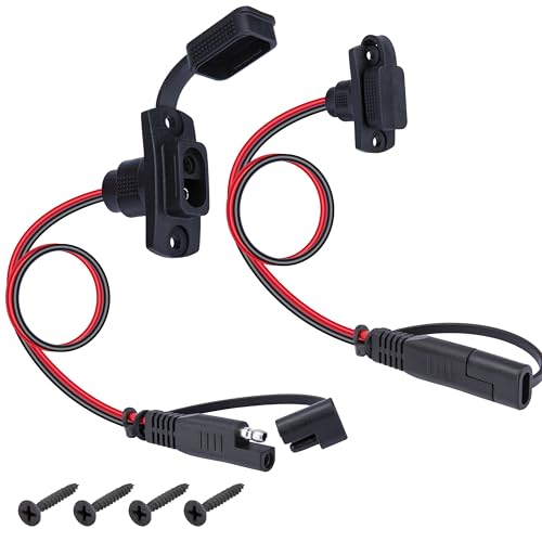2 PCS SAE Quick Connector Harness 1FT 12AWG SAE Adapter Male Plug to Female Socket Cable Waterproof Battery Plug for Solar Panel Generator Battery Charger
