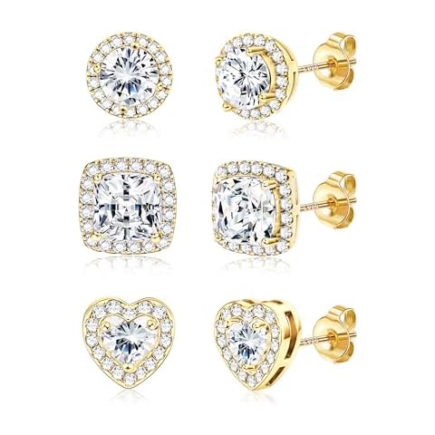 JeweBella Sterling Silver Stud Earrings Set Cover