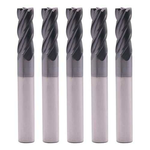 Image of 4 Flute Solid Carbide Square End Mill Set(5Pcs, 5 /16 inch), AlTiN Coated | 35 Helix, 5 /16 inch Cutting Dia, 5 /16 inch Shank Dia, 13 /16 inch LOC, 2-1 /2 inch OAL For Milling Alloy Steel, Hardened Steel, Iron, Copper