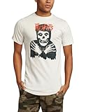 Producto oficial Impact Misfits Classic Skull Distressed Fitted Camiseta Ajustada, Color Blanco Envejecido, Talla XL