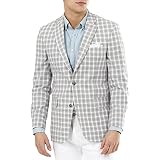 Tommy Hilfiger Mens Trevor Plaid Flex Fit Two-Button Blazer Gray 42L