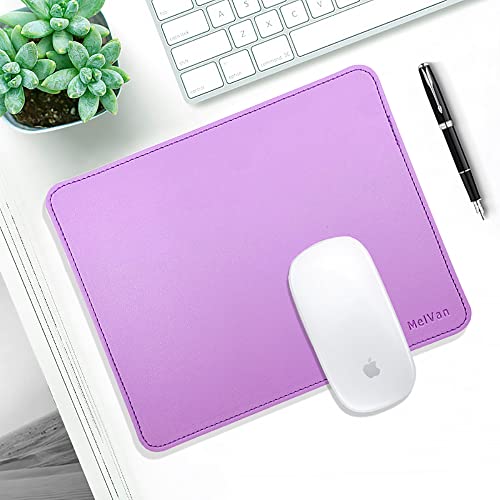 Melvan Pu Leather Mouse Pad With Stitched Edge, Wood Mouse Pad, Waterproof Gaming Mouse Pad Mat For Computers, Laptop, Office & Home, 10.2" X 8.3", 1 Pack (Vanilla Purple) #TOP6